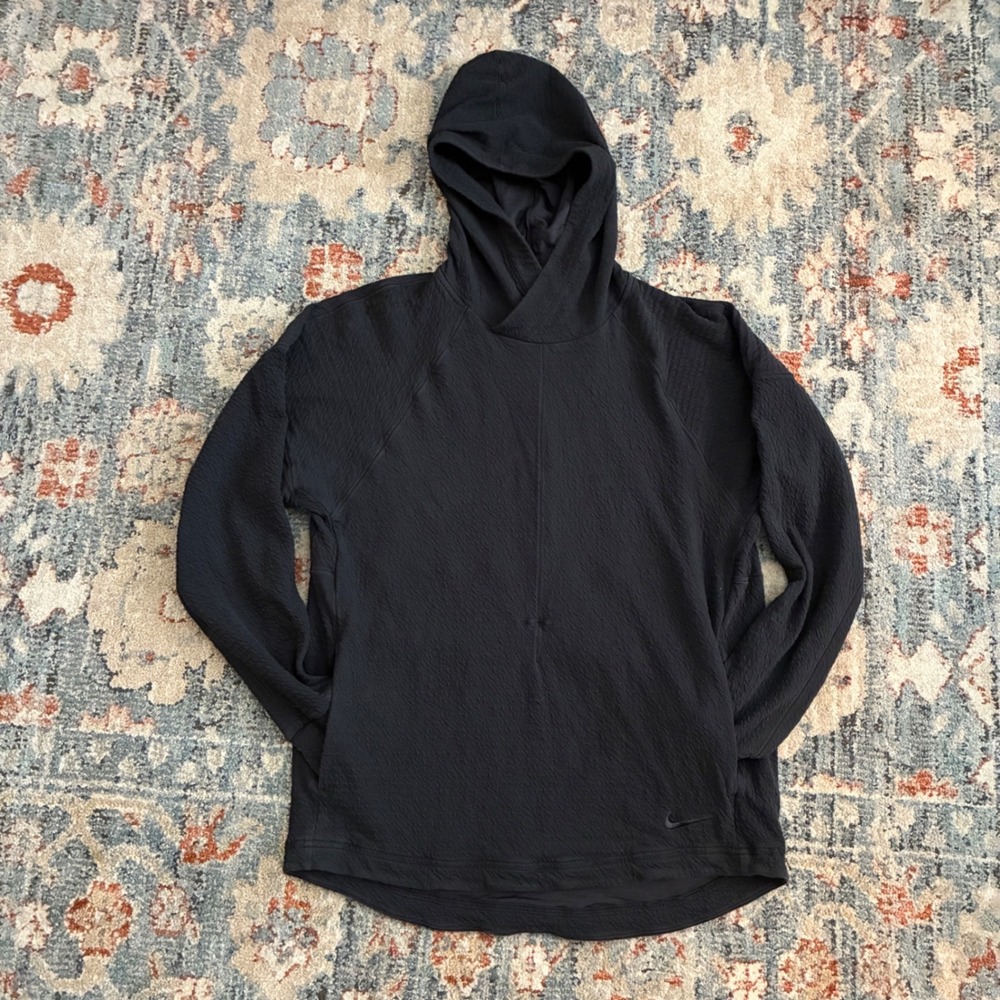 Nike Yoga Dri-FIT Hoodie Mens Medium Black Textured Pullover DV9875-010 - Picture 3 of 10